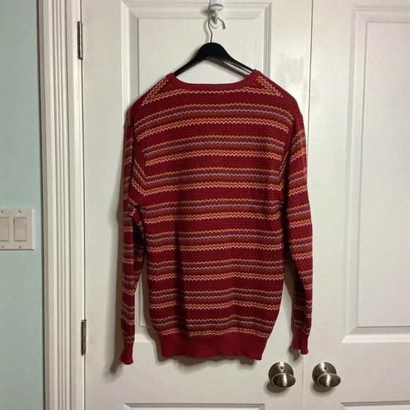 Vintage Monte  Carlo Collection Magna Pure New Wool Red Zigzag Striped Size 42 - Picture 6 of 9